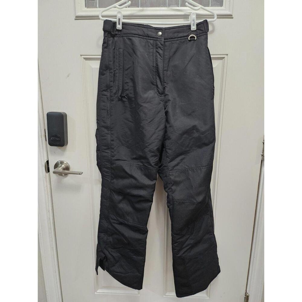 Slalom Ski Pants Womens Large Black Lined Snow Winter Pockets Waterproof